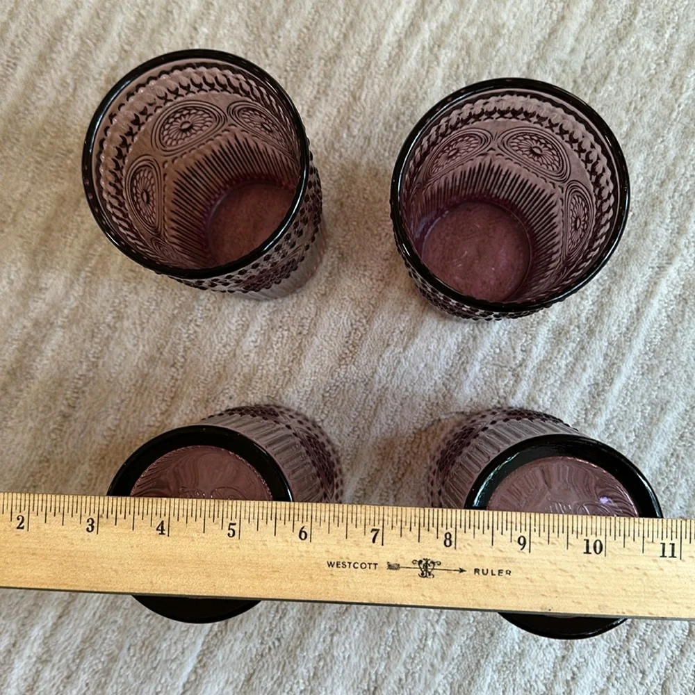 Set of 4 PIONEER WOMAN Adeline-Plum Glass Glasses 16 oz